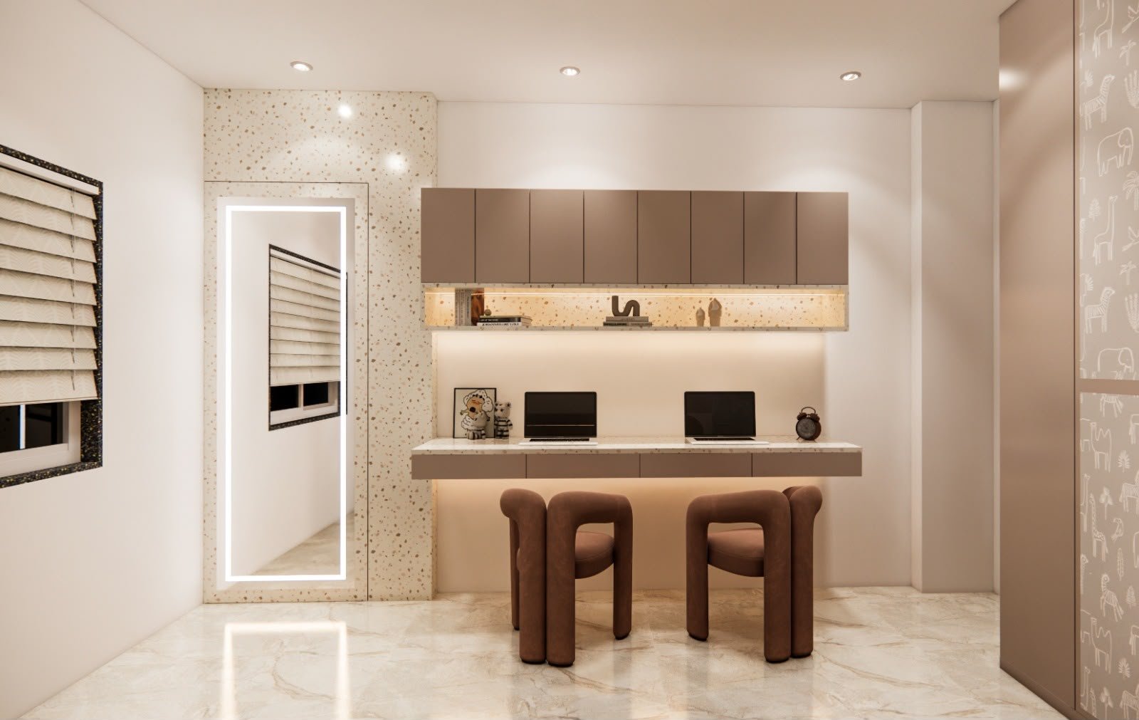 Refined residential dining and living room interior in Jaipur